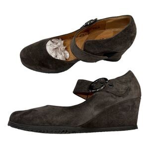 Gabor Kasi Mary Jane Court Suede Taupe Wedge Heel